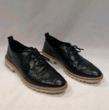 Ecco Incise Oxford Women’s Size 5 Black Leather Wingtip Brogue Chuky Lug Sole