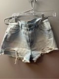 Rewash Light Blue Distressed High-Rise Denim Shorts