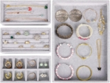 Set of 4 Jewelry Organizer Trays, Velvet Stackable Jewellery Drawer Organiser