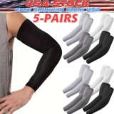 5 Pairs Cooling Arm Sleeves Cover UV Sun Protection Sports Outdoor For Men Women