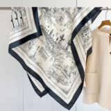 70% Cashmere 30% Silk Paris Street Print Shawl 135X135cm Scarf Wrap Double Face
