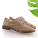Boden Womens Oxfords Size 37.5 6.5 Tan Suede Wingtip Lace Up Derby Flats Shoes