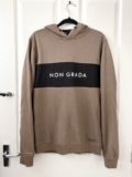 Pull & Bear Non Grada Colour Block Hoodie Brown & Black Logo Hoodie Size S