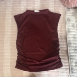 Maternity Women’s M Burgundy Ruched Sleeveless Crew Neck Pullover Top