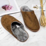 Mens Memory Foam Indoor Slippers Faux Fur Lined Slip On Anti Slip House Shoes