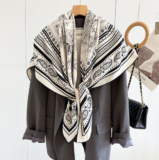 70% Cashmere 30% Silk Wrap Scarf cashew Print Double Face Print Shawl 135X135cm