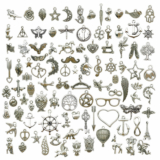 Silver Tibetan Charms For Bracelets Jewellery Making 100Pcs Gold Mixed Metal