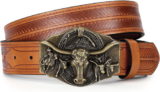 Western Cowboy Leather Belt for Men Women Cowgirl Western Country Belt Mens Buck