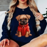 Puppy Dog Red Hoodie Animal Womens Sweatshirt Pet Lover Graphic Jumper