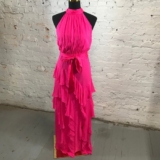 Alice + Olivia Dress Womens 2 Pink Emelia Silk Halter Maxi Dress $795 Wild Pink