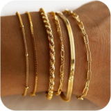 Gold Bracelets for Women Waterproof, 14K Real Gold Jewelry Sets for Women Trendy
