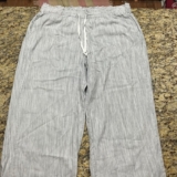 Lane Bryant Womens 22 Pinstripe Wide Leg Pants Blue White Elastic Drawstring