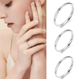 Women Girl 2mm Thin Stackable Ring Stainless Steel Plain Band Gift Size 6-10 USA