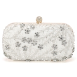 Evening Bag Clutch Purse for Women, Rhinestone Bridal Purse Handbag Beige