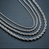 Rope Chain Necklace Silver Stainless Steel 3/4/5/7mm  20-30″ Mens Womens
