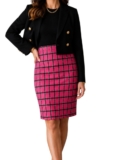 Vintage Evan-Picone Pink Plaid Pencil Skirt Sz 6 Preppy Career Pocket School Y2K