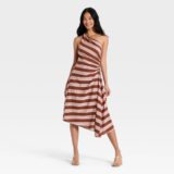 Women Ruched Side Pleated Midi Dress – A New Day Brown 2