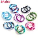 88Pairs Marble Swirl Hoop Earring Set Women Daily Beach Party Jewelry Gift
