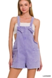 ZENANA LAVENDER WASHED KNOT STRAP ROMPER SHORTS OVERALLS JUMPER