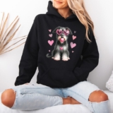 Dog Lover Hearts Womens Hoodie Sweatshirt Puppy Graphic Hoody Gift Idea