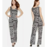 Calvin Klein Black/White Geometric Pattern Wide Leg Pant Tank Jumper Size 4