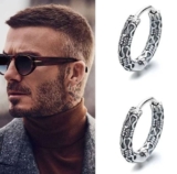 Men’s/Boys: Trendy, One Pair, Antique Silver, Celtic, Hoop, Huggie, Earrings