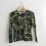 Karen Kane Lifestyle Top Large Green Beaded Long Sleeve Stretch Knit