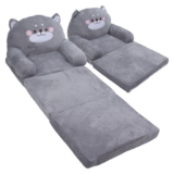 Kids Sofa, Convertible 2-in-1 Flip Open Toddler Couch Sleeper Bed Lounger Chair