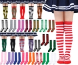 Girls Kids Over the Knee Socks Long Stripes Thigh High Christmas Party Stockings