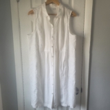 J Jill Love Linen Dress Large White 100% Linen Embroidered Button Front