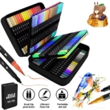 120 Dual Tip Brush Pens Coloring Marker Set Kids Adults Art Drawing Case