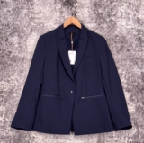 New Quince Scuba Single Breasted Convertible Blazer Jacket Medium Womens Blue