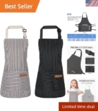 2 Pack , Kids Cooking Aprons with 2 Pockets, Cute Aprons for Cooking for Boys…