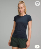 lululemon athletica Navy Crew Neck Raglan Sleeve Athletic Tee Polyester 4