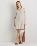 Quince 100% European Linen Long Sleeve Shirt Dress in Flax Sz M new no tags