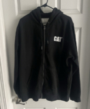 Caterpillar CAT Black Logo Full Zip Hooded Hoodie Pockets Men’s XL CAT 2910486