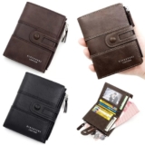 Men’s Soft Leather Wallet with Large Coin Pocket Zipper wallet RFID Protected