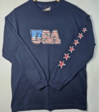 Vintage Y2K Top Heavy T Shirt Men’s Large USA Flag Long Sleeve Stars