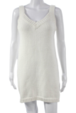 Zara Women White Sweater Dress V Neck Sleeveless Pullover Cotton Short Size M