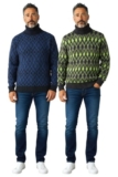 Mens High Neck Argyle Christmas Diamond Knit Sweater Jumper Pullover Tops