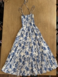 Abercrombie & Fitch Blue White Floral Smocked Tiered Maxi Dress XS