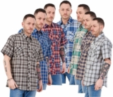 Mens Plaid Check Shirt Short Sleeve Casual Button Down Big & Tall M-5XL