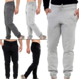 Mens Jogging Bottoms Gym Sweatpant Zip Pockets Joggers Elasticated Waist Trouser
