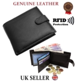 Mens Leather Wallet RFID Blocking Soft Genuine  Card Slots Id Window Coin Pocket