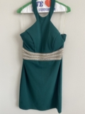 Green beaded sleeveless short dress lined zipper close  juniors size 13
