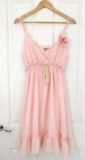 BNWT Flower by Charm’s Pink Babydoll Dress S/M Chiffon Wedding Guest Cruise Race