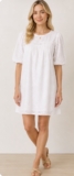 Sanctuary White Cotton Embroidery Puff Sleeve Dress Size 10 Boho