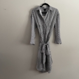 Who What Wear S Black White Stripe Long Sleeve Tie Waist Popover Shirt Dress NWT