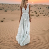 Women Sleeveless Polka Dots Boho Maxi Dress Cocktail Party Summer Beach Sundress