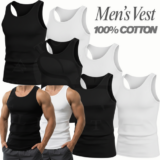 12 PCS MENS VESTS 100% COTTON TANK TOP SUMMER TRAINING GYM TOPS PLAIN S-2XL UK